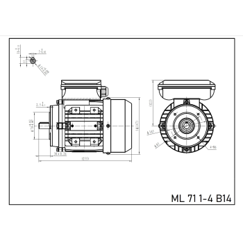 Silnik elektryczny jednofazowy 0,25kW 1400 obr/min. 71 B14